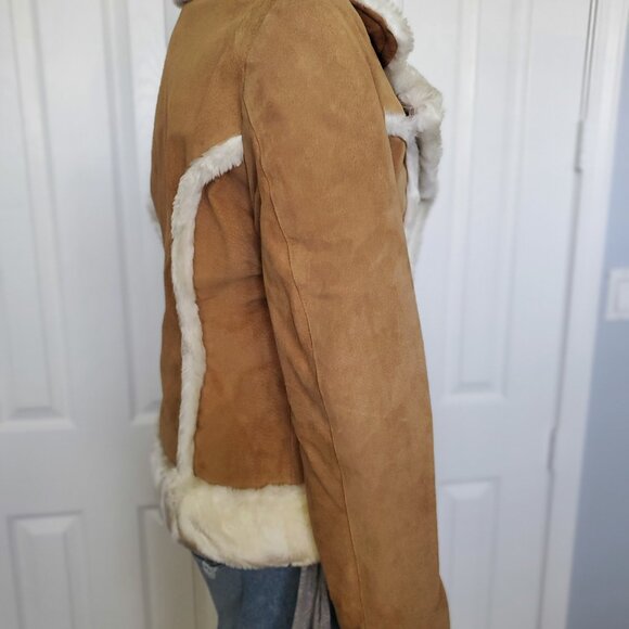 STEVE MADDEN Genuine Suede Leather Winter Coat Camel Color - Picture 7 of 16
